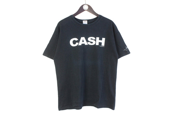 Vintage Johnny Cash 2004 T-Shirt Large black big logo cotton 00s retro merchandise merch pop music tee