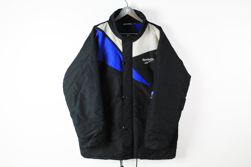 Vintage Reebok Jacket XLarge black big logo 90s sport retro style winter jacket