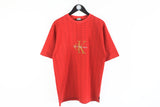 Vintage Calvin Klein Jeans Bootleg T-Shirt XLarge big logo red 80's style crazy pattern tee