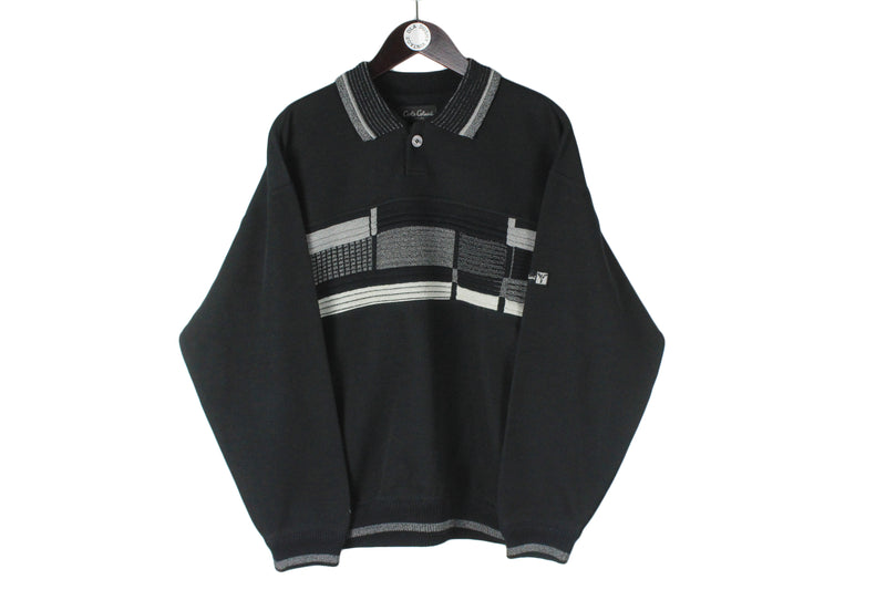 Vintage Carlo Colucci Sweater Medium black collared jumper 00s