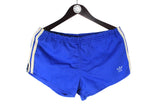 Vintage Adidas Shorts Large size men's sport athletic authentic bright rare running blue old school 90's style 80's wear above the knee length