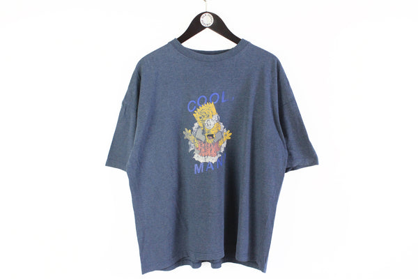Vintage The Simpsons T-Shirt Large Bart Cool Man 90's 1999 Fox cotton tee