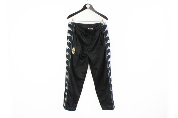 vintage-kappa-juventus-track-pants-xlarge-black-full-logo-90s-football-turin-calcio-sport-trousers