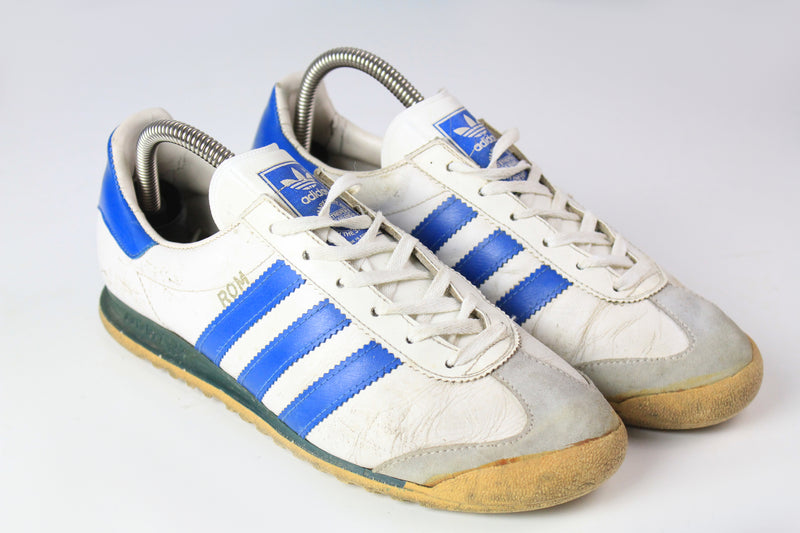 athletic sport shoes running trainers city series whtie blue style retro rare Vintage Adidas Rom Sneakers US 7 made in Austria 80's 