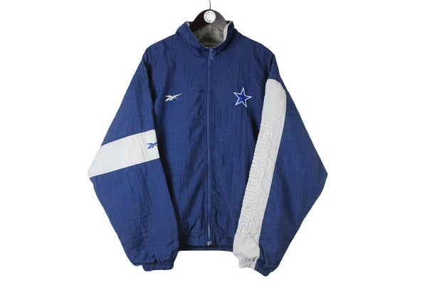 Vintage Dallas Cowboys Reebok Jacket XLarge blue NFL big logo 90s football windbreaker