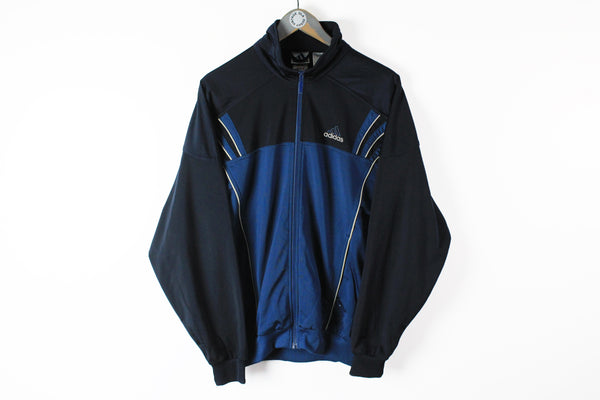Vintage Adidas Track Jacket Medium / Large black blue 90s big logo retro style sport athletic jacket