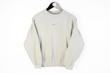 Vintage Nike Sweatshirt Women's Small beige gray central swoosh 00's crewneck authentic sport style center logo jumper