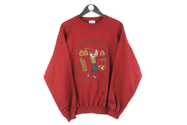 Vintage Golf Sweatshirt Medium red 90s retro sport Club 90s crewneck classic big logo jumper