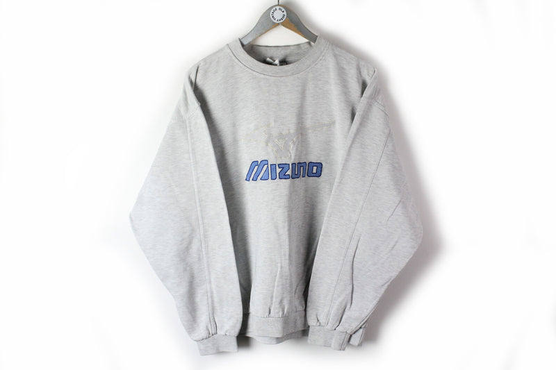 muzuno vintage made in Japan gray embroidery logo sweatshirt retro style 90s sport cotton jumper