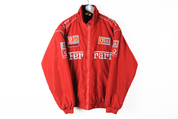 Vintage Ferrari Jacket Medium red big logo F1 Formula 1 full zip Michael Schumacher 