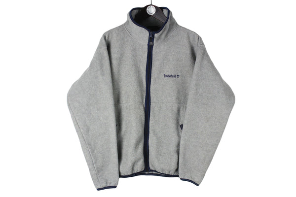 Vintage Timberland Fleece Full Zip Medium gray 90s made in USA ski sweater streetwear