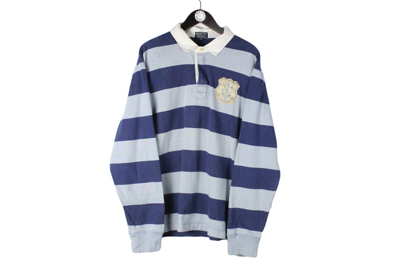 Vintage Ralph Lauren Rugby Shirt XXLarge size men's oversize striped collared pullover long sleeve rare retro 90's style sweatshirt basic street style USA