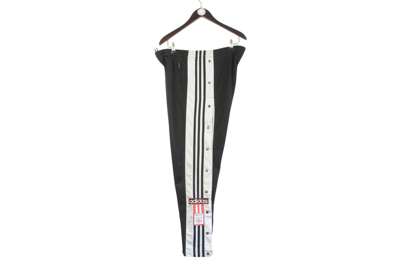 Vintage Adidas Snap Buttons Track Pants Small / Medium black white 90s retro basketball style trousers