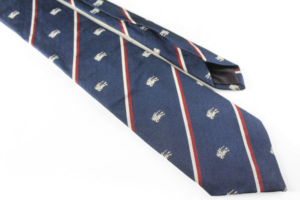 luxury retro classic 90s accessories authentic abstract pattern vintage Vintage Tie Burberrys monogram navy blue 