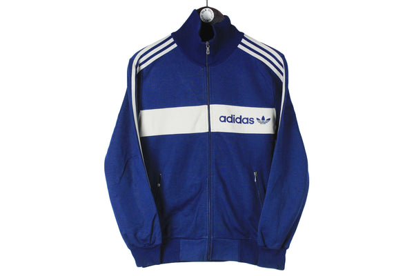  Vintage Adidas Track Jacket Small blue white 80s made in Yugoslavia full zip retro windbreaker