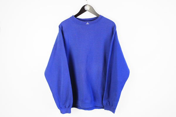 Vintage Adidas Sweatshirt XLarge blue center logo 90's made in USA sport style basic crewneck