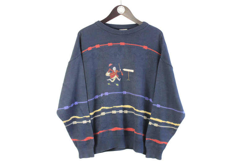 Vintage Angelo Litrico Sweater Medium blue 90s retro style crewneck pullover 