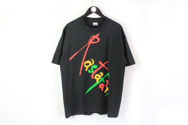 Vintage Rastafari Anvil T-Shirt XLarge Cooyah black big logo bob marley reggae music tee 
