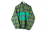 Vintage Fleece 1/4 Zip Small / Medium green 90s abstract pattern winter ski sweater