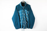 Vintage Fleece Full Zip XLarge / XXLarge blue abstract pattern dears animal print sweater