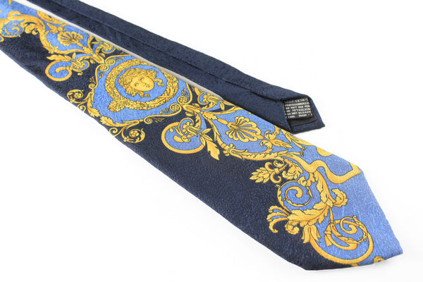 luxury retro classic 90s accessories authentic abstract pattern vintage Gianni Versace navy blue gold