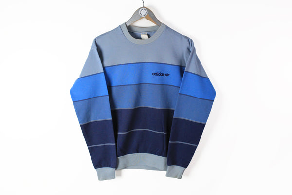 Vintage Adidas Sweatshirt Small blue striped pattern 90s sport jumper