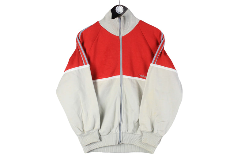 Vintage Adidas Track Jacket Small made in Romania gray red full zip sport 80s windbreaker