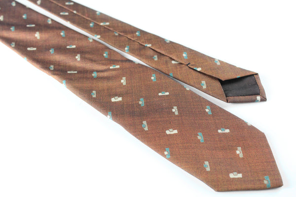 luxury retro classic 90s accessories authentic abstract pattern tie vintage Giorgio Armani made in Italy brown 