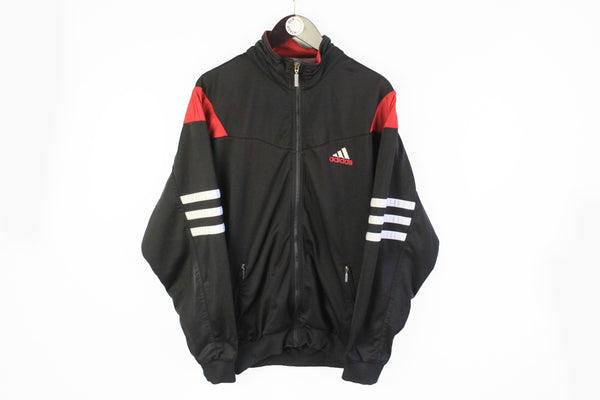 Vintage Adidas Track Jacket Large black big logo 90's sport style windbreaker retro wear