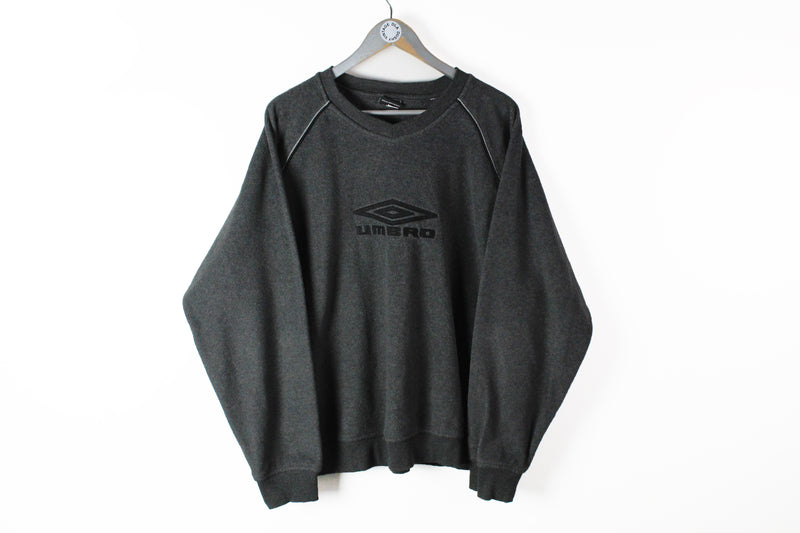 Vintage Umbro Sweatshirt XLarge gray big logo 90s sport UK style jumper