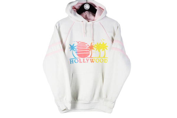 Vintage Hollywood Hoodie Women's Small white big logo 90s retro hooded jumper