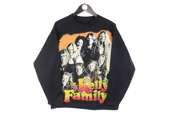 Vintage Kelly Family Sweatshirt Small black big logo 90s retro  music merch pop crewneck