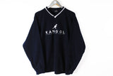 Vintage Kangol Fleece Sweatshirt Large big logo 90s sport jumper winter hip hop sweater
