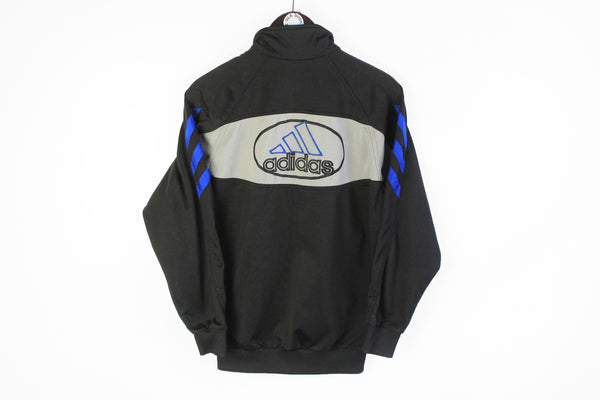Vintage Adidas Track Jacket Women's Medium big logo black 90's sport style windbreaker