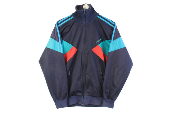Vintage Adidas Track Jacket Small navy blue 90s retro windbreaker sport style Germany light wear jacket