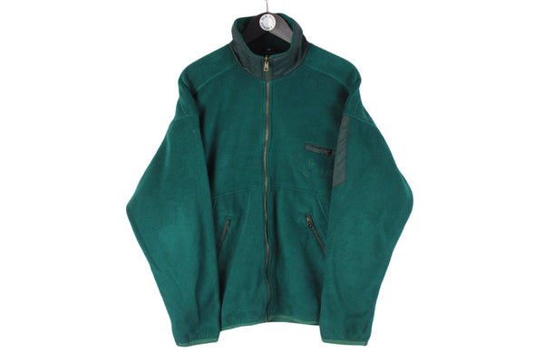 Vintage The North Face Fleece Full Zip Large green 90s outdoor mountains ski sweater 