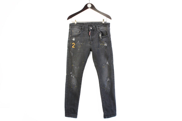 Dsquared2 Jeans 46 dark gray black paint dots authentic made in Italy pants