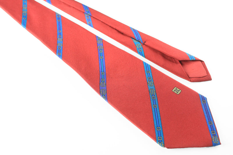 luxury retro classic 90s accessories authentic abstract pattern tie vintage Celine red 