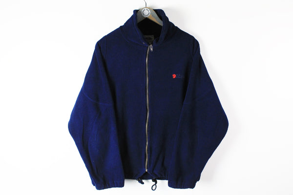 Vintage Fjallraven Fleece Full Zip Small big logo 90s sport navy blue ski outdoor sweater