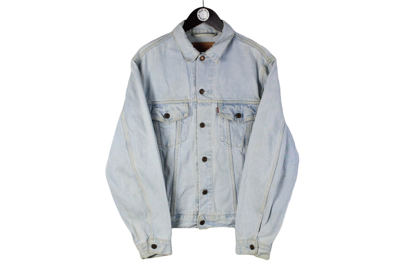 Vintage Levi's Denim Jacket Large light blue 90s jean coat button up USA streetwear work style
