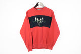 Vintage Golfino Sweatshirt Large red blue big logo Warming Up Golf embroidery logo crewneck