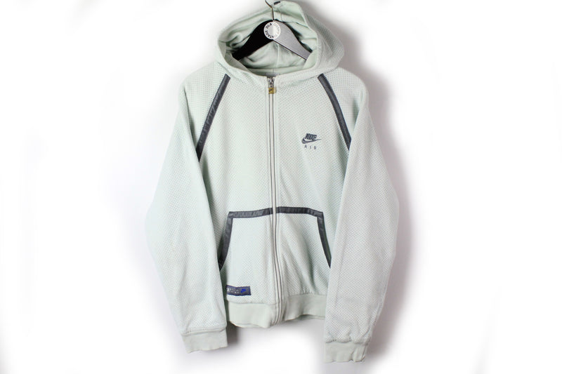 Vintage Nike Hoodie Full Zip Large white 90s style oversize retro style AIR jumper hooded