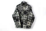 Vintage Fleece Full Zip Small / Medium black gray 90s sport style ski outdoor sweater