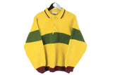 Vintage United Colors of Benetton Sweater Medium yellow green collared 90's jumper