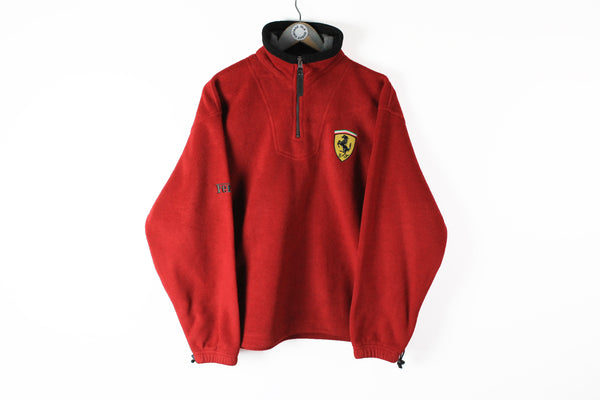 Vintage Ferrari Fleece 1/4 Zip Medium red small logo 90s winter ski sweater