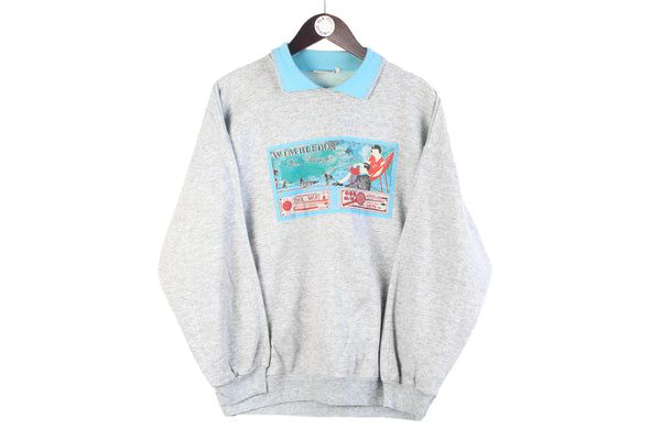 Vintage Wimbledon Tennis Sweatshirt Medium 90s retro sport jumper collared retro pullover