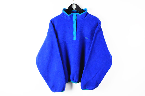 Vintage L.L.Bean Fleece Snap Button Small blue 90s sport ski style USA sweater