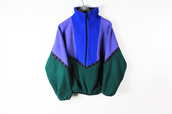 Vintage Jack Wolfskin Fleece Half Zip Medium purple green 90s sport ski sweater Size M