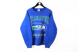 Vintage Seahawks Seattle 1997 Lee Sweatshirt Medium blue NFL big logo american football crewneck jumper made in USA