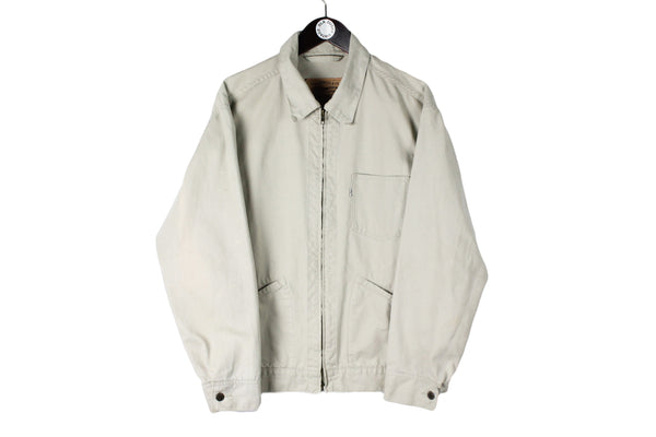 Vintage Levi's Jacket Large size men's beige full zip basic classic jacket collared USA style rare retro 90's clothing